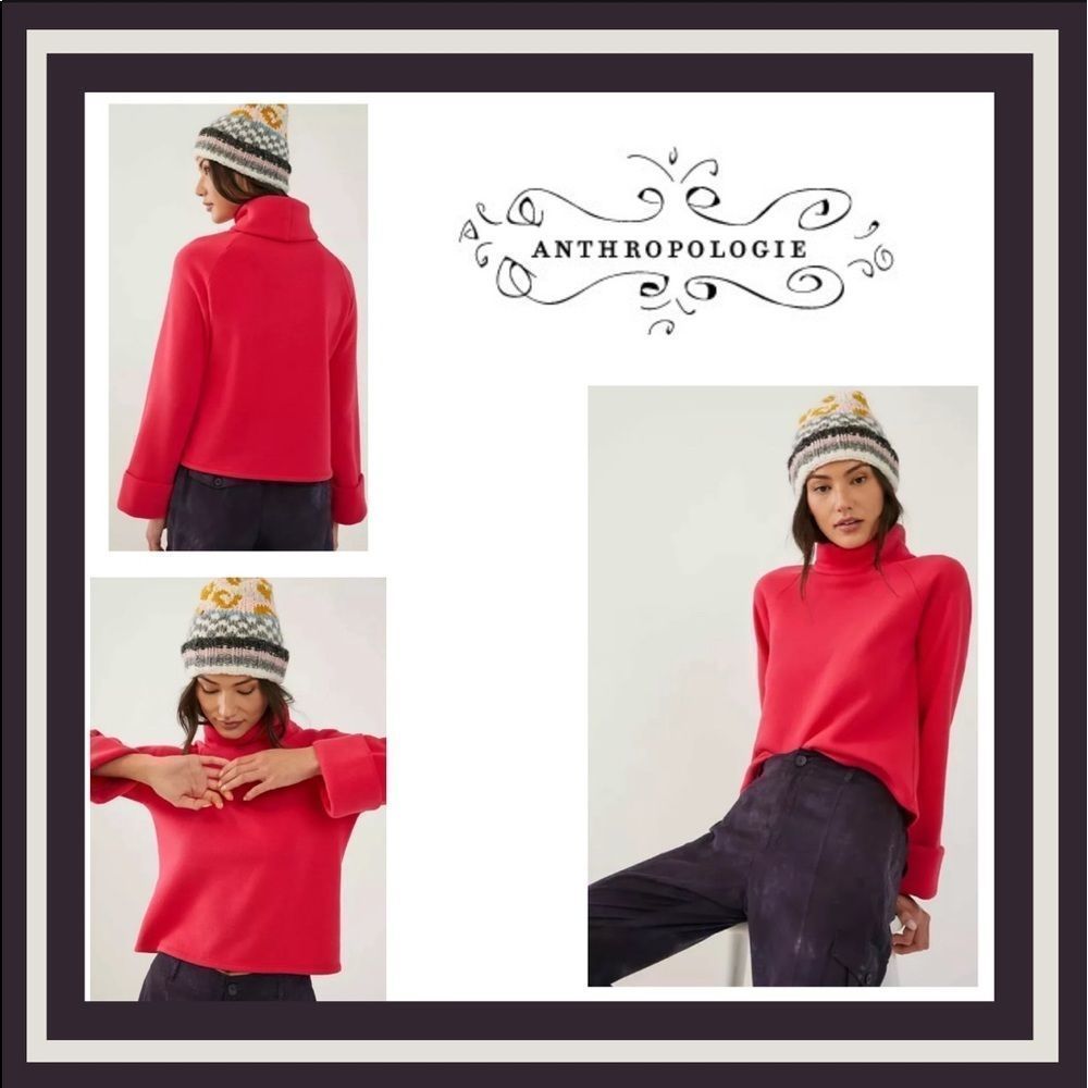 Anthropologie En Elly Thomas’ Turtleneck Sweater in Vivid Raspberry Size XS